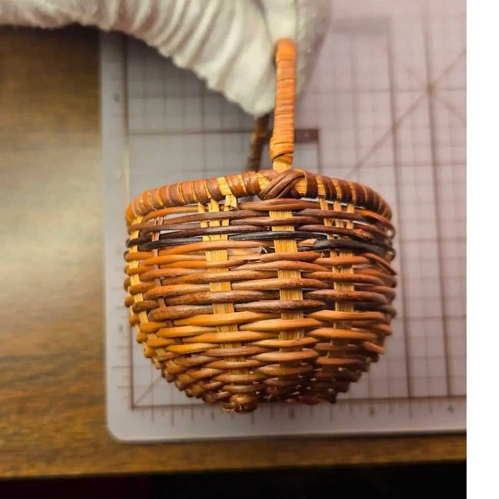 Vintage Miniature Woven Baskets Pair Set 2